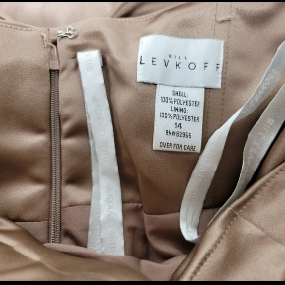 Bill Levkoff Plus Size Taupe Strapless‎ Satin Flare Bow Dress - Picture 6 of 6